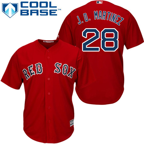 Red Sox #28 J. D. Martinez Red Cool Base Stitched Youth MLB Jersey - Click Image to Close